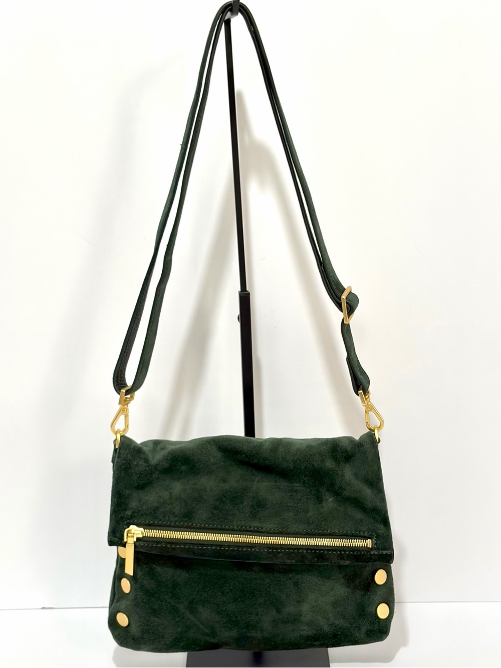 Hammitt VIP Medium Crossbody In Green Room Suede/Brushed Gold Hardware